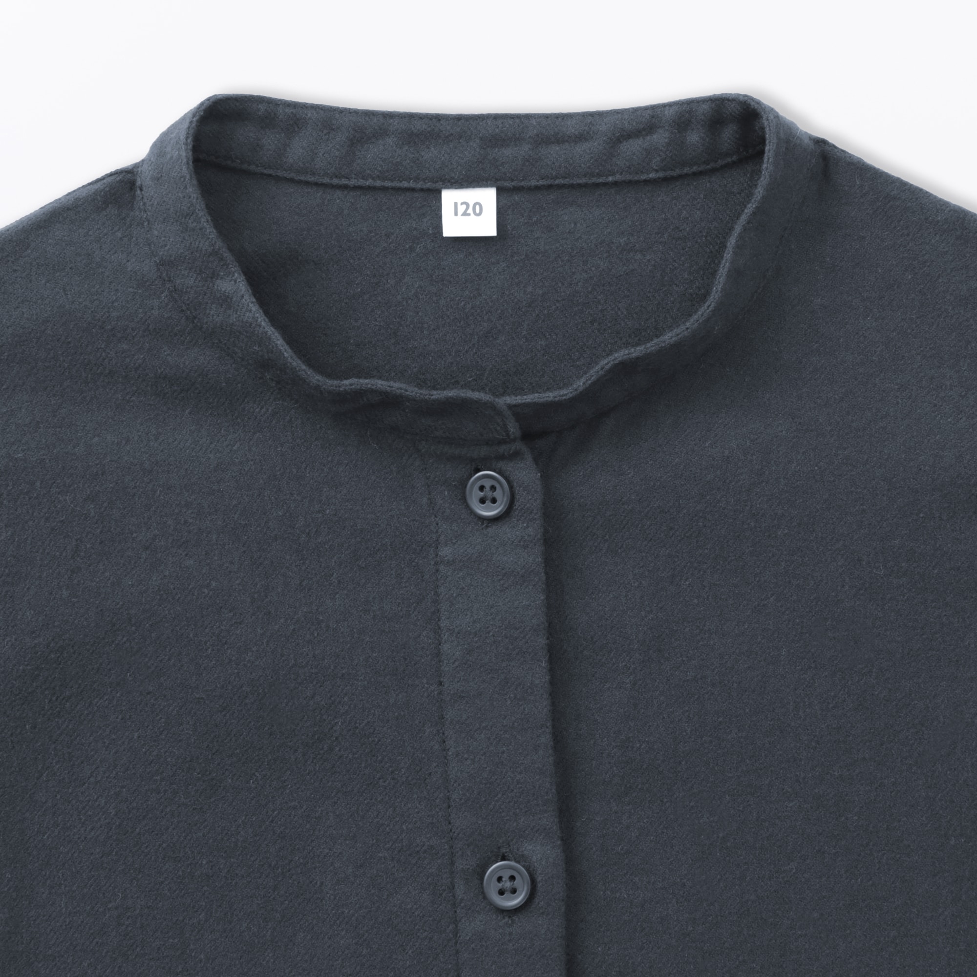 キッズ　両面起毛フランネルスタンドカラー長袖ワンピース