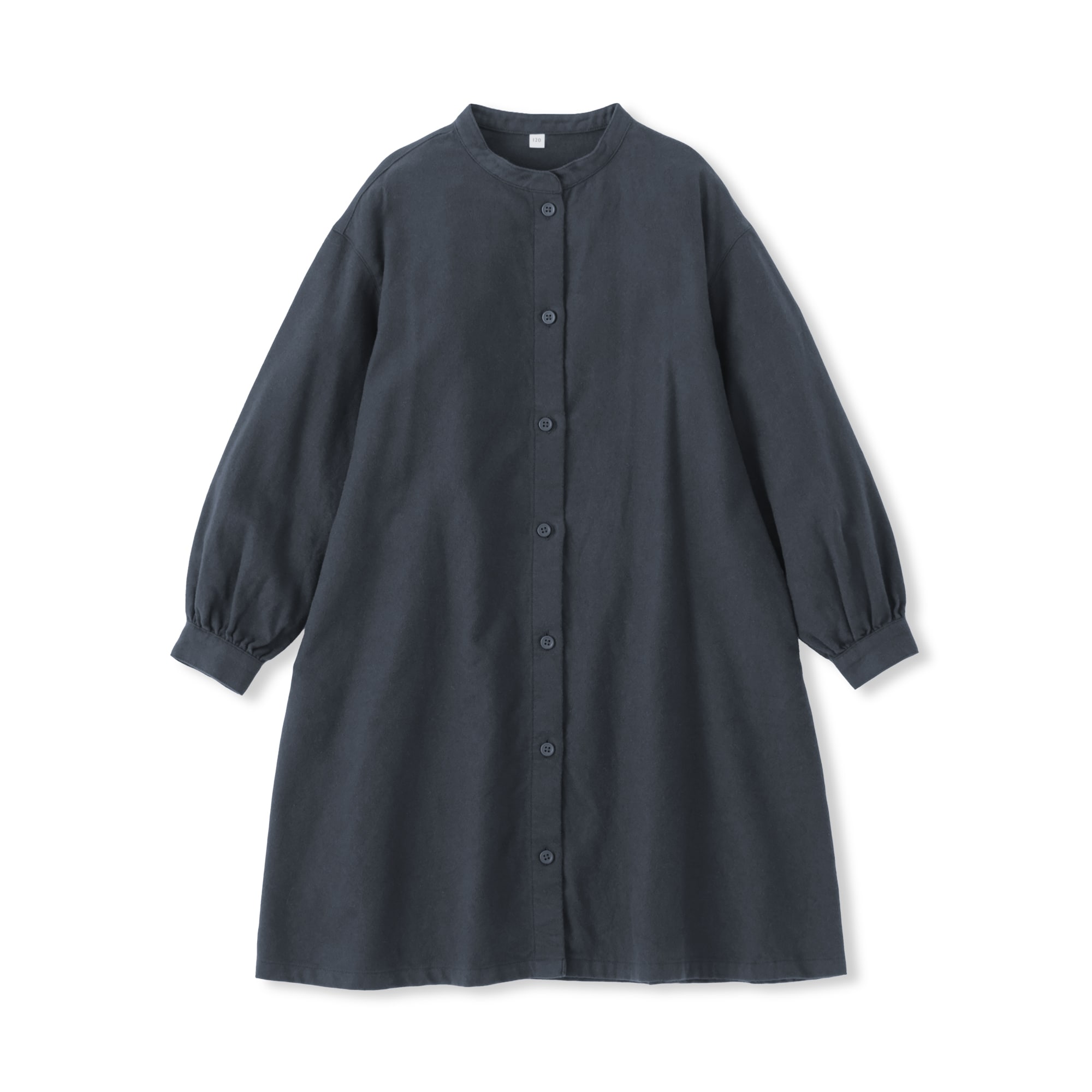 キッズ 両面起毛フランネルスタンドカラー長袖ワンピース | 無印良品