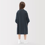 キッズ　両面起毛フランネルスタンドカラー長袖ワンピース