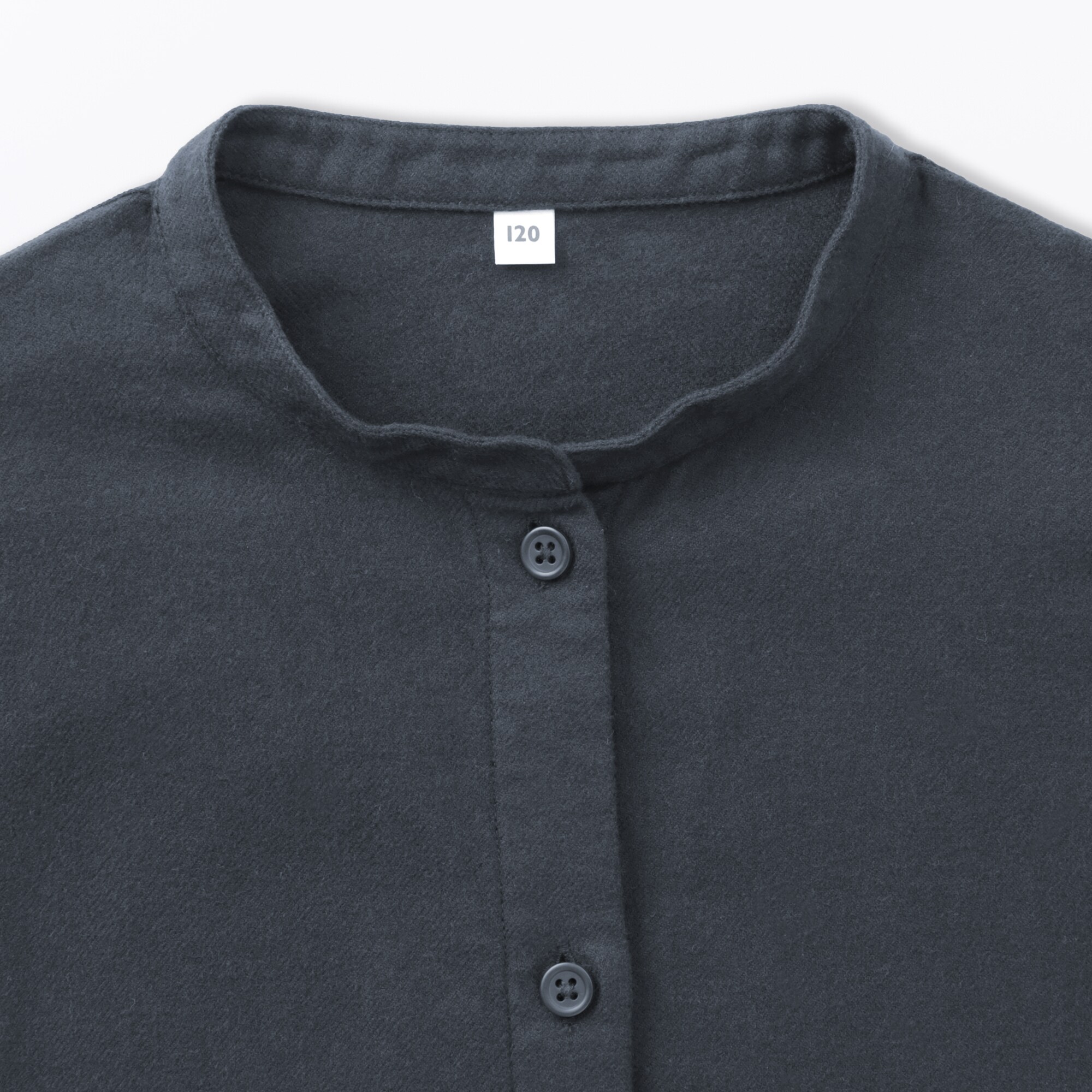 キッズ　両面起毛フランネルスタンドカラー長袖ワンピース