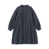 キッズ　両面起毛フランネルスタンドカラー長袖ワンピース