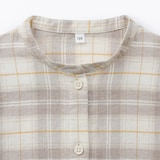 キッズ　両面起毛フランネルスタンドカラー長袖ワンピース