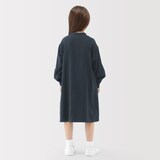 キッズ　両面起毛フランネルスタンドカラー長袖ワンピース