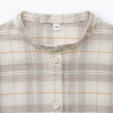 キッズ　両面起毛フランネルスタンドカラー長袖ワンピース