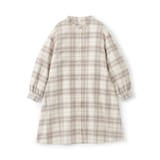 キッズ　両面起毛フランネルスタンドカラー長袖ワンピース