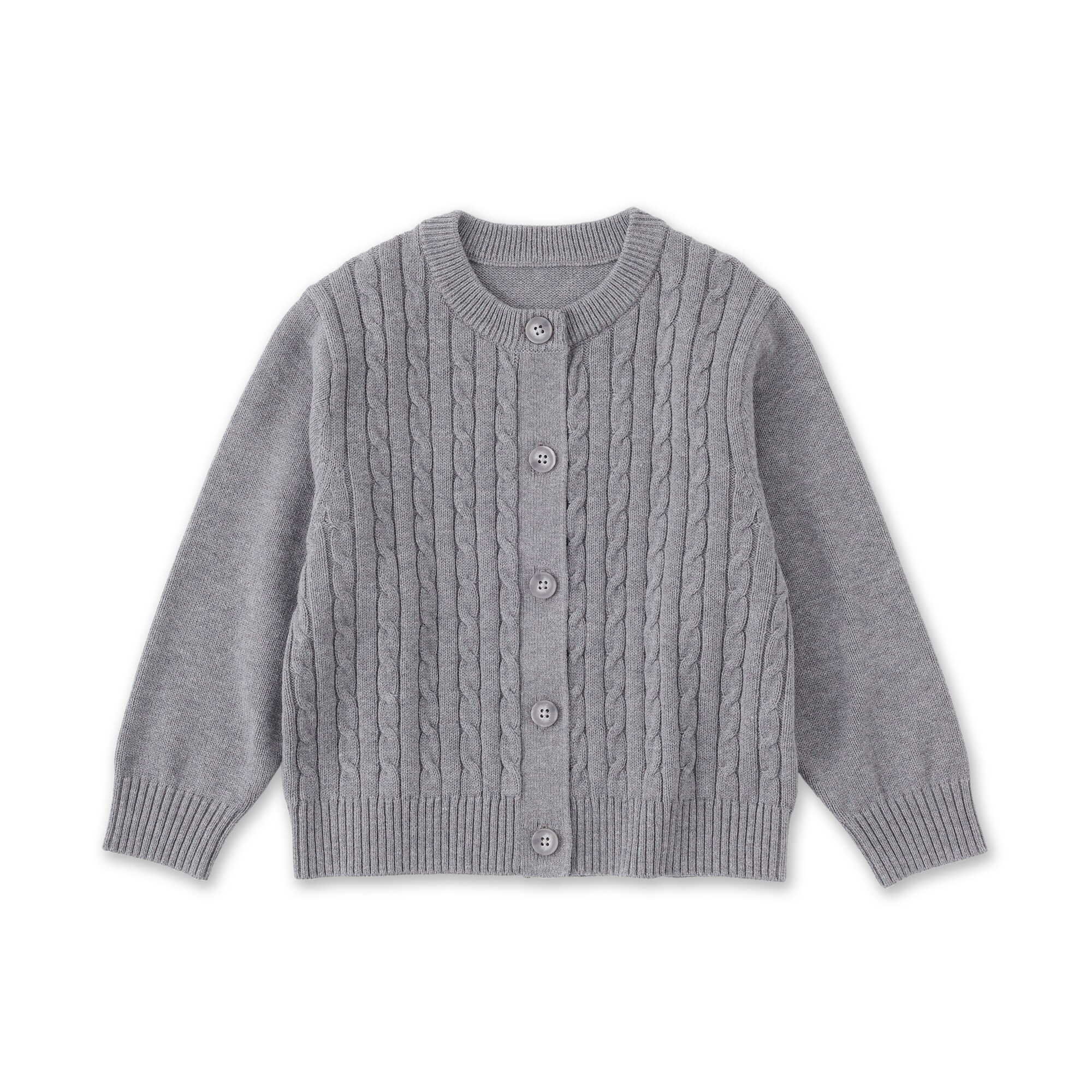 キッズ　洗えるニットクルーネックカーディガン