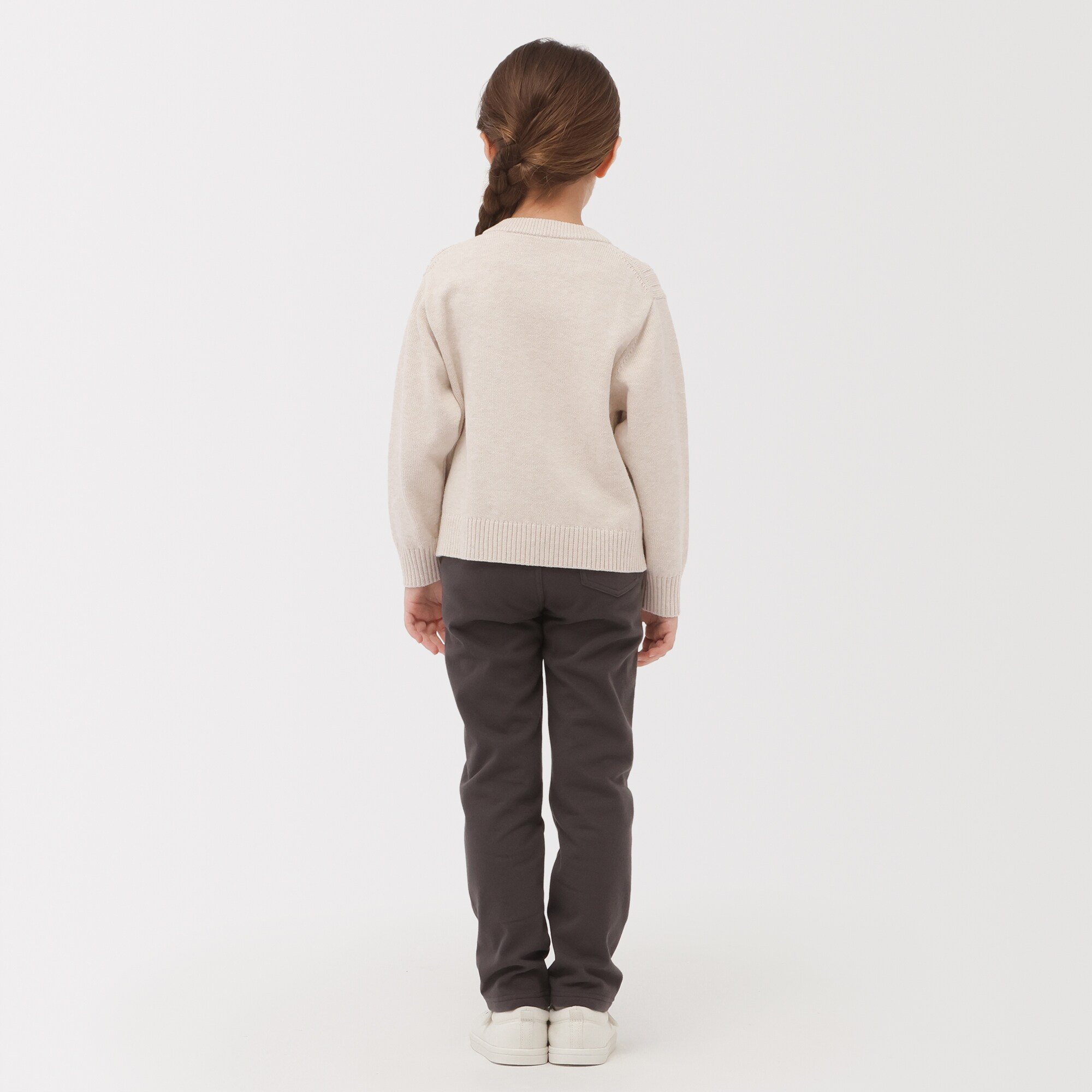 キッズ　洗えるニットクルーネックカーディガン