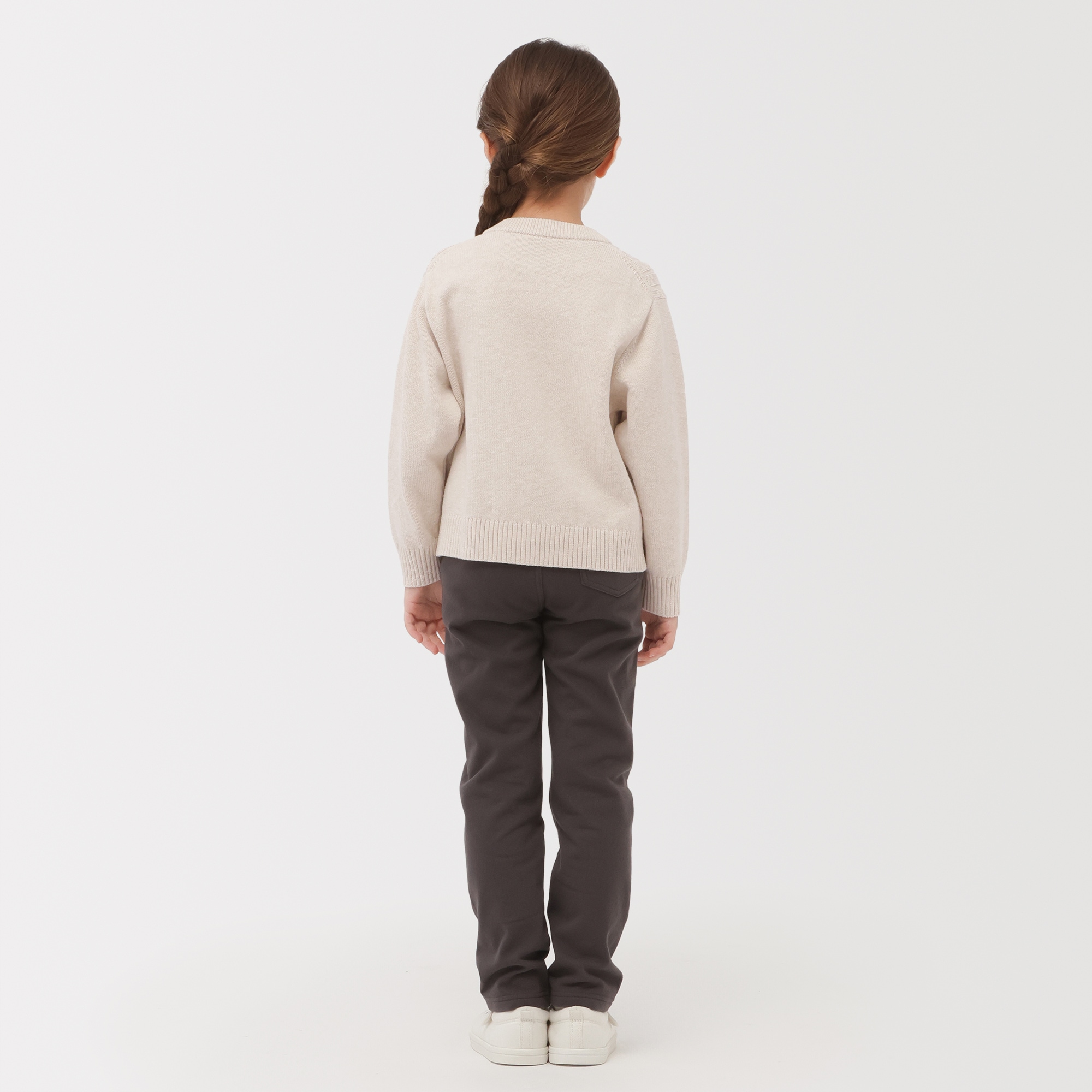 キッズ　洗えるニットクルーネックカーディガン