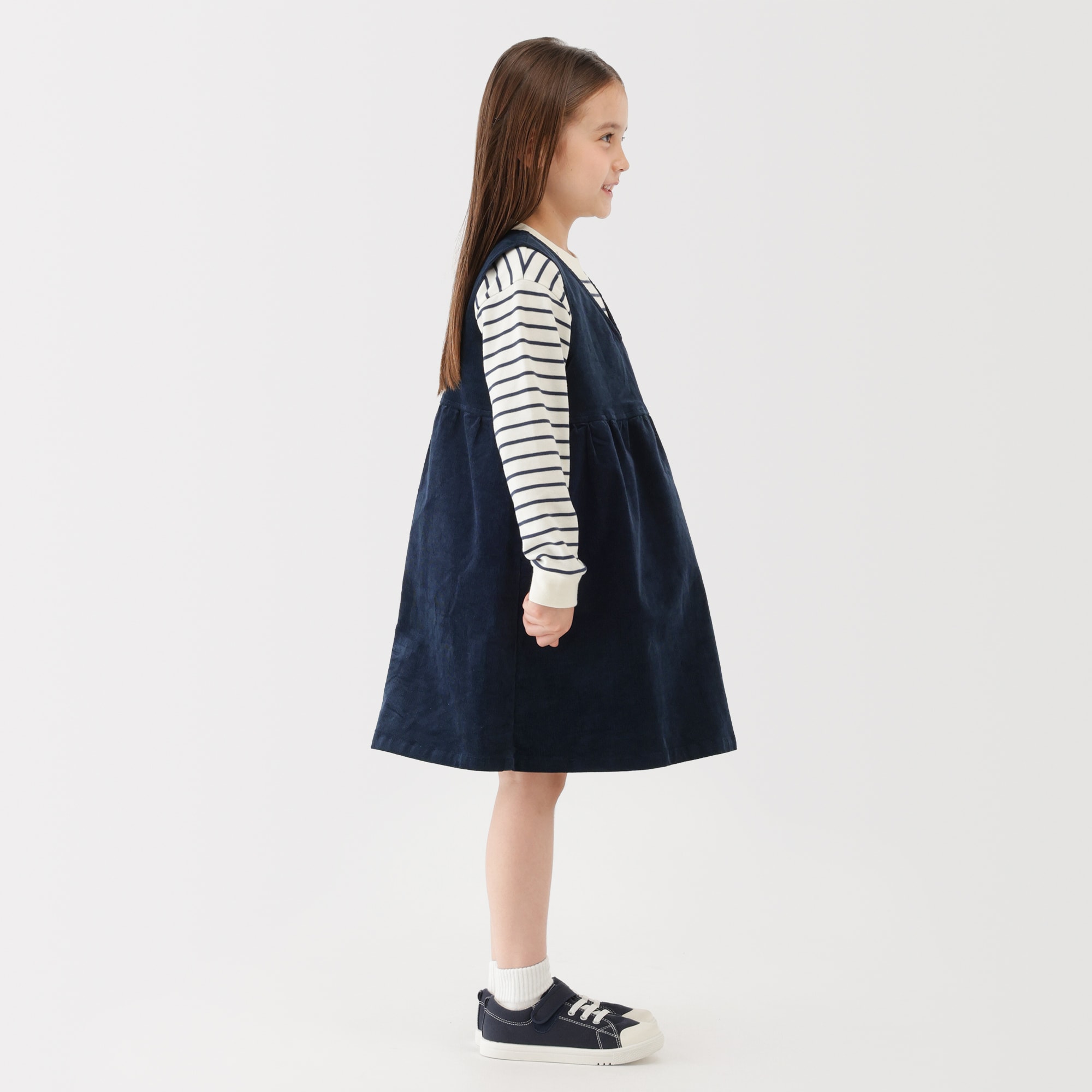 キッズ　ストレッチコーデュロイＶネックワンピース