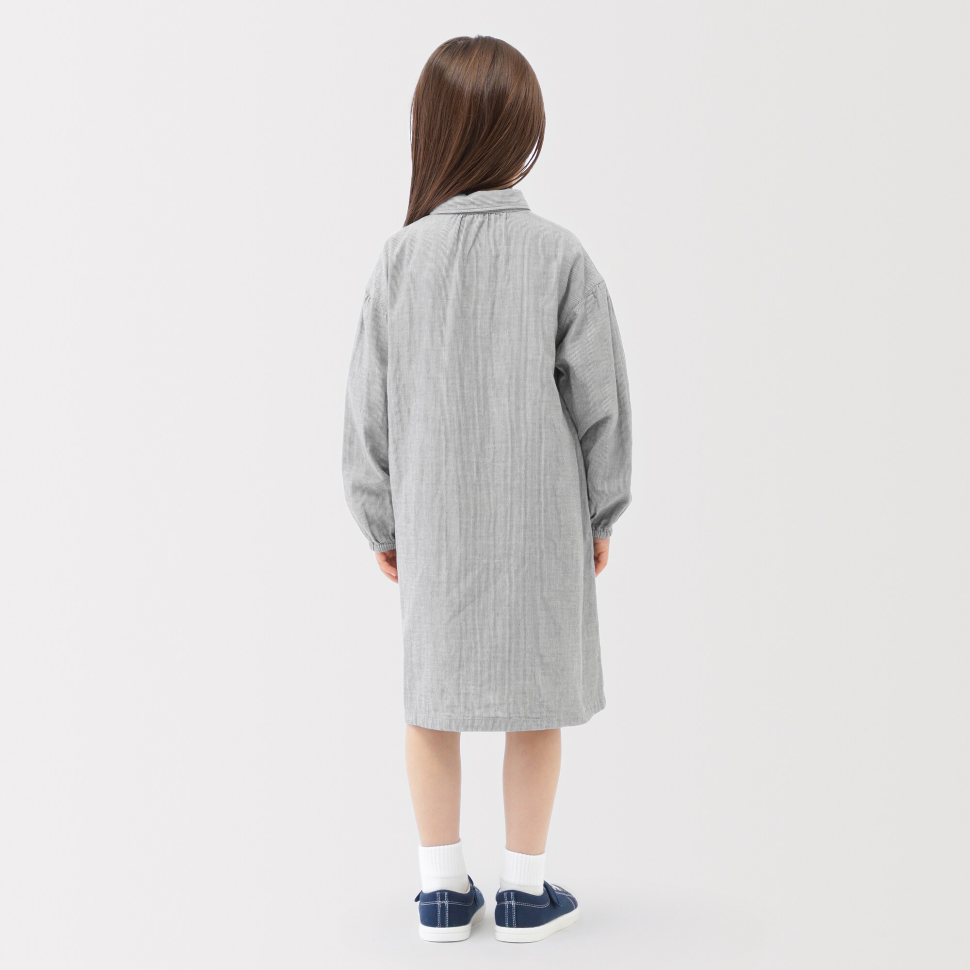 キッズ 二重ガーゼレギュラーカラー長袖ワンピース | 無印良品