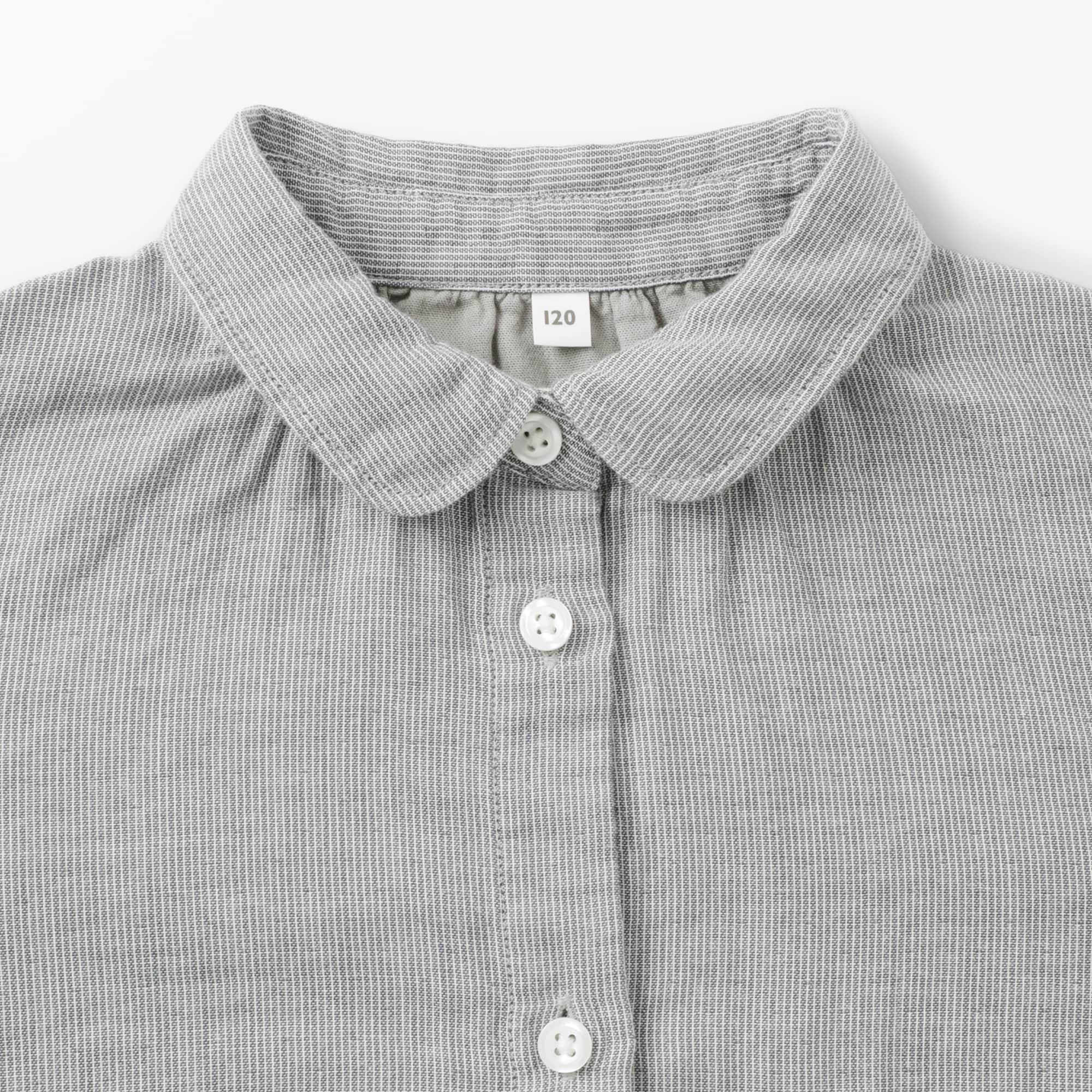 キッズ　二重ガーゼレギュラーカラー長袖ワンピース