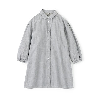 キッズ　二重ガーゼレギュラーカラー長袖ワンピース