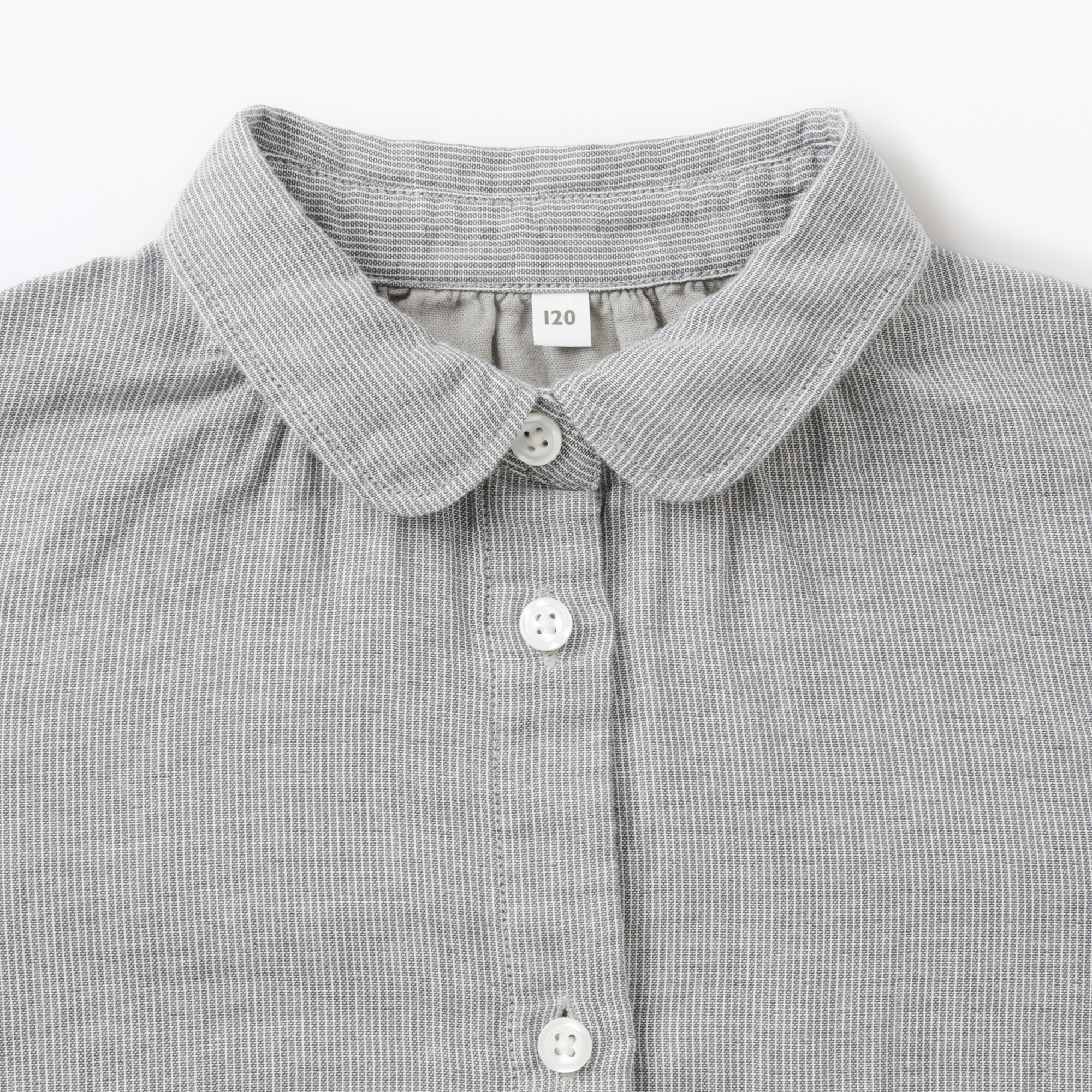 キッズ　二重ガーゼレギュラーカラー長袖ワンピース