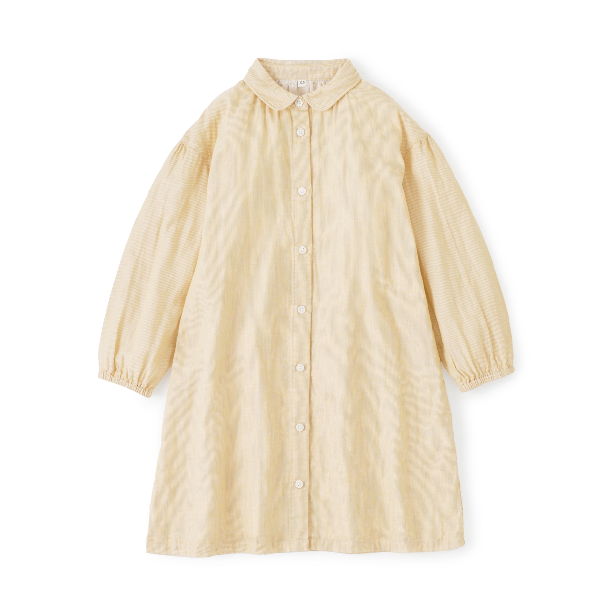 キッズ　二重ガーゼレギュラーカラー長袖ワンピース