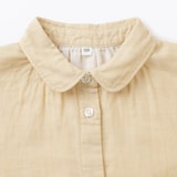 キッズ　二重ガーゼレギュラーカラー長袖ワンピース