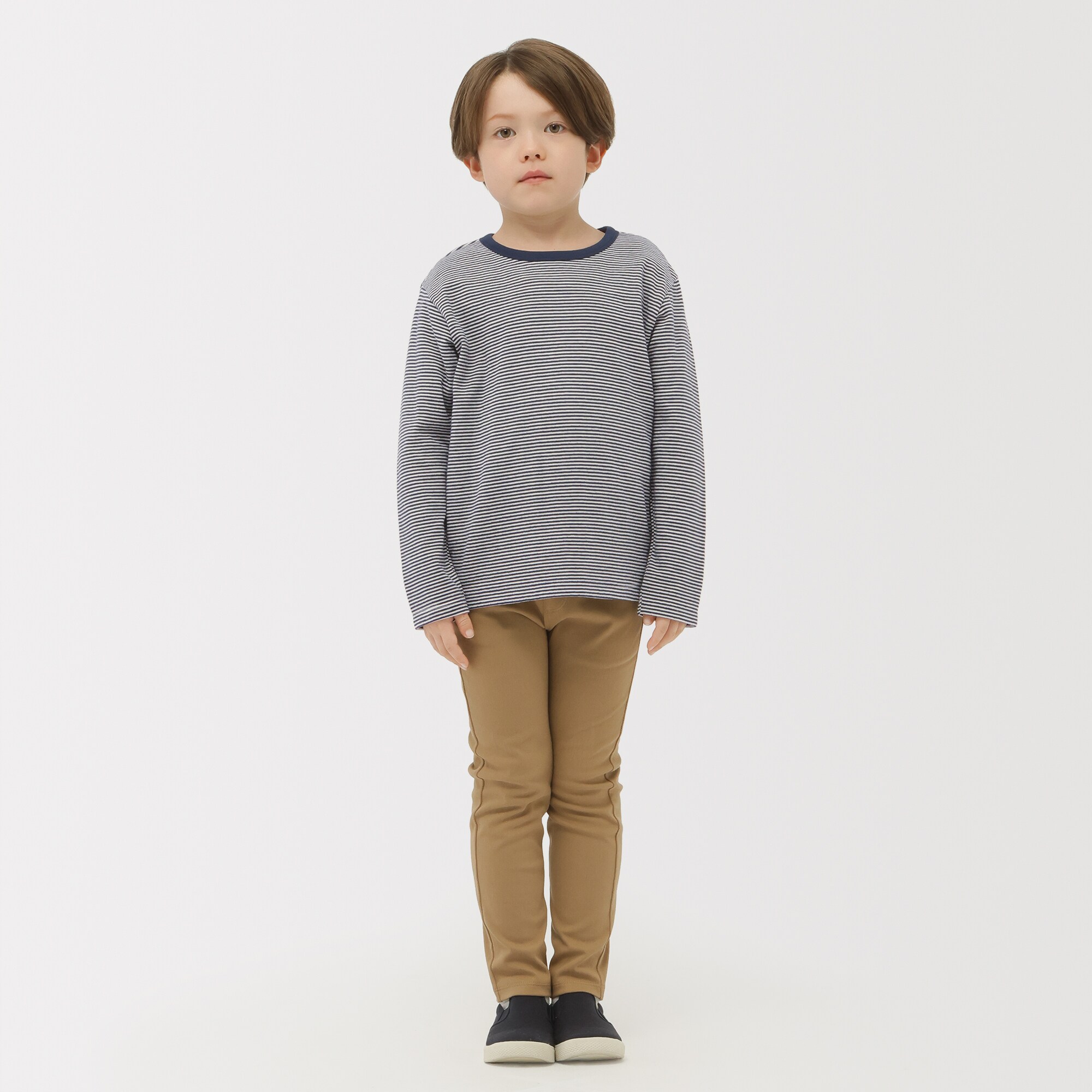 キッズ　接結編みクルーネック長袖Ｔシャツ