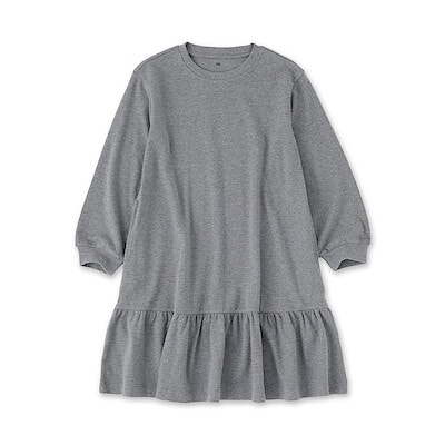 キッズ　両面起毛クルーネック長袖ワンピース