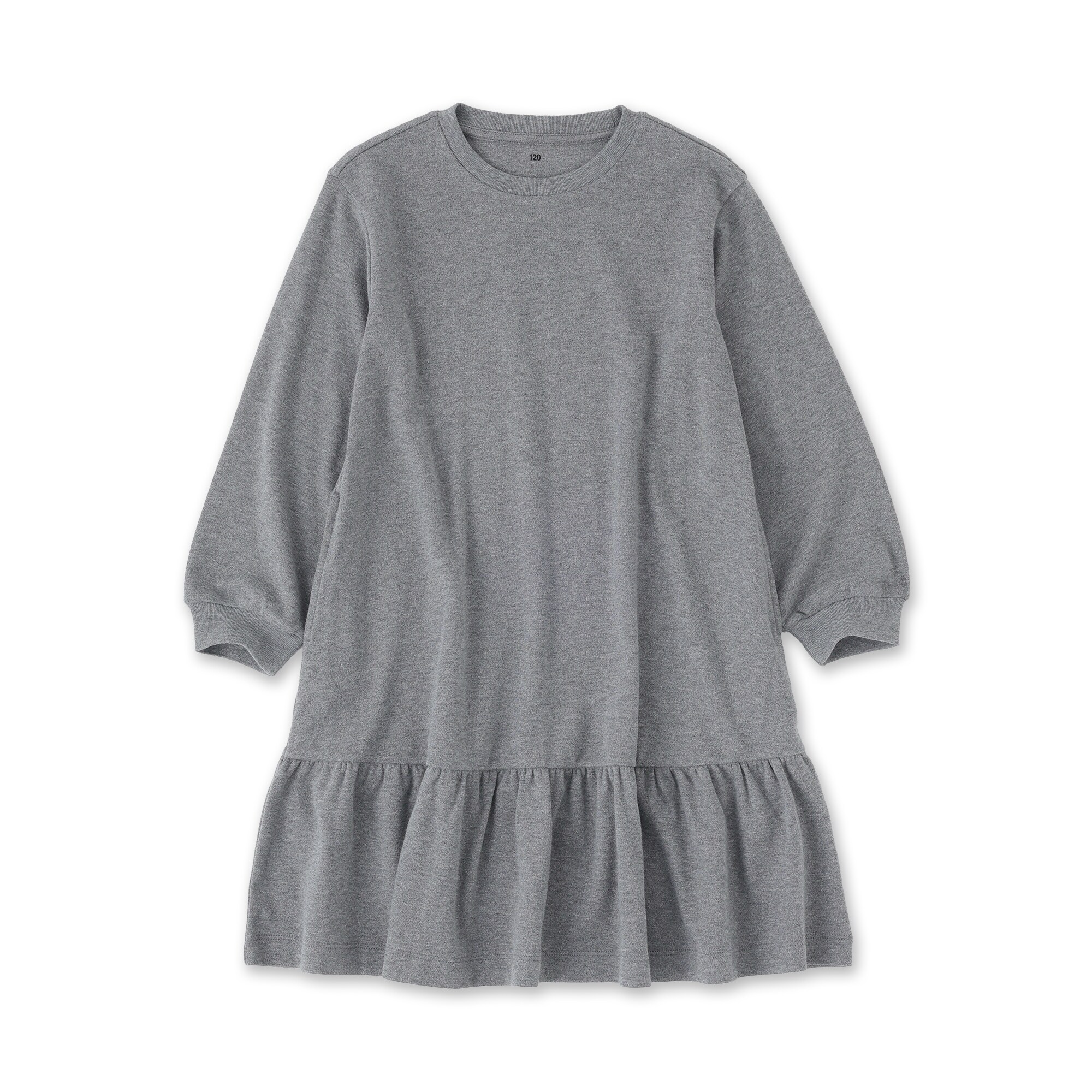 キッズ　両面起毛クルーネック長袖ワンピース