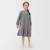 キッズ　両面起毛クルーネック長袖ワンピース