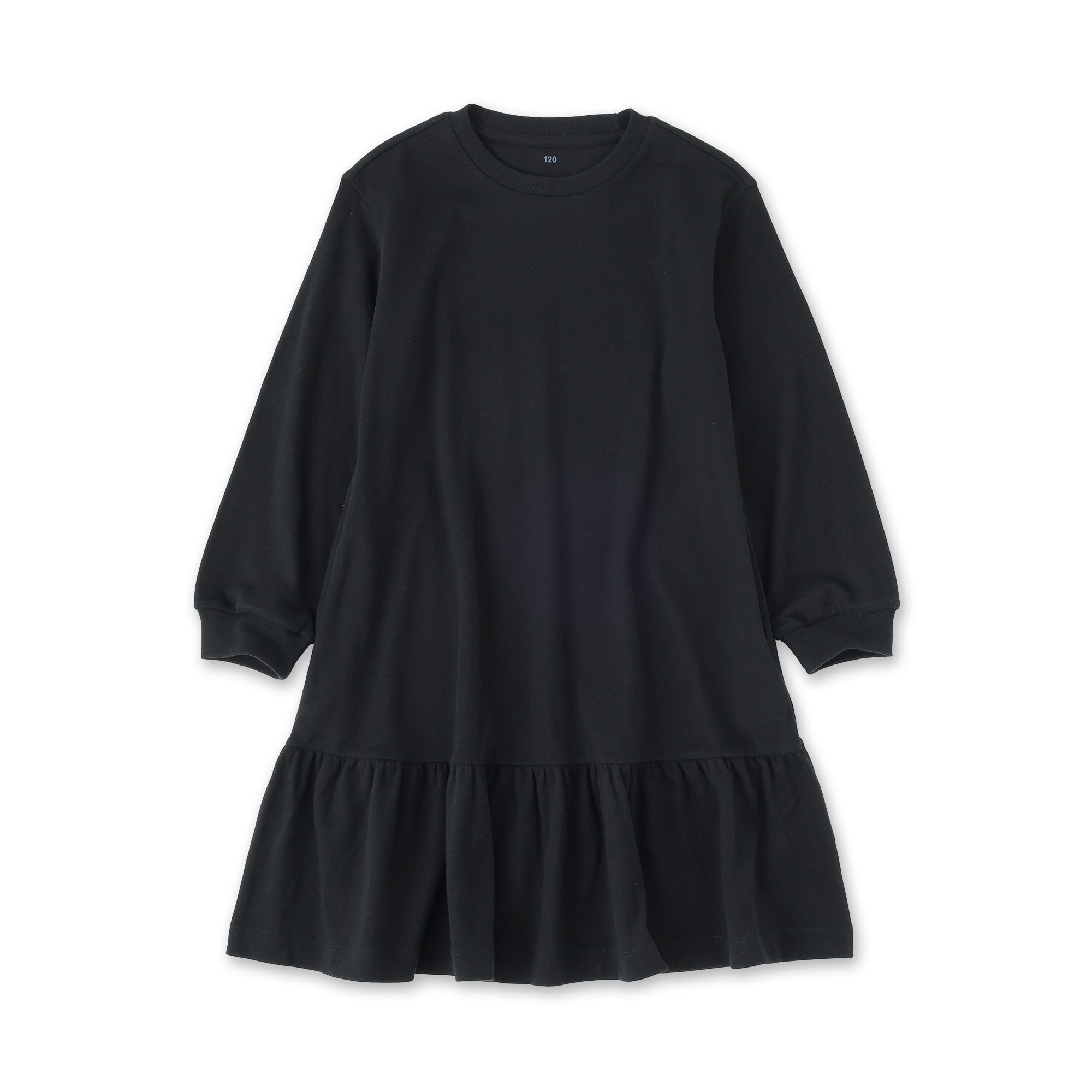 キッズ　両面起毛クルーネック長袖ワンピース
