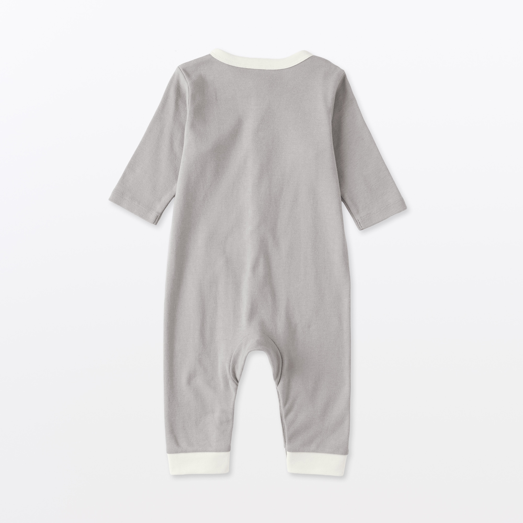 箱無し　ディオール　ベビー服　美品　一度のみ着用　グレー ベビー 脇に縫い目のないフライス編み長袖カバーオール | 無印良品