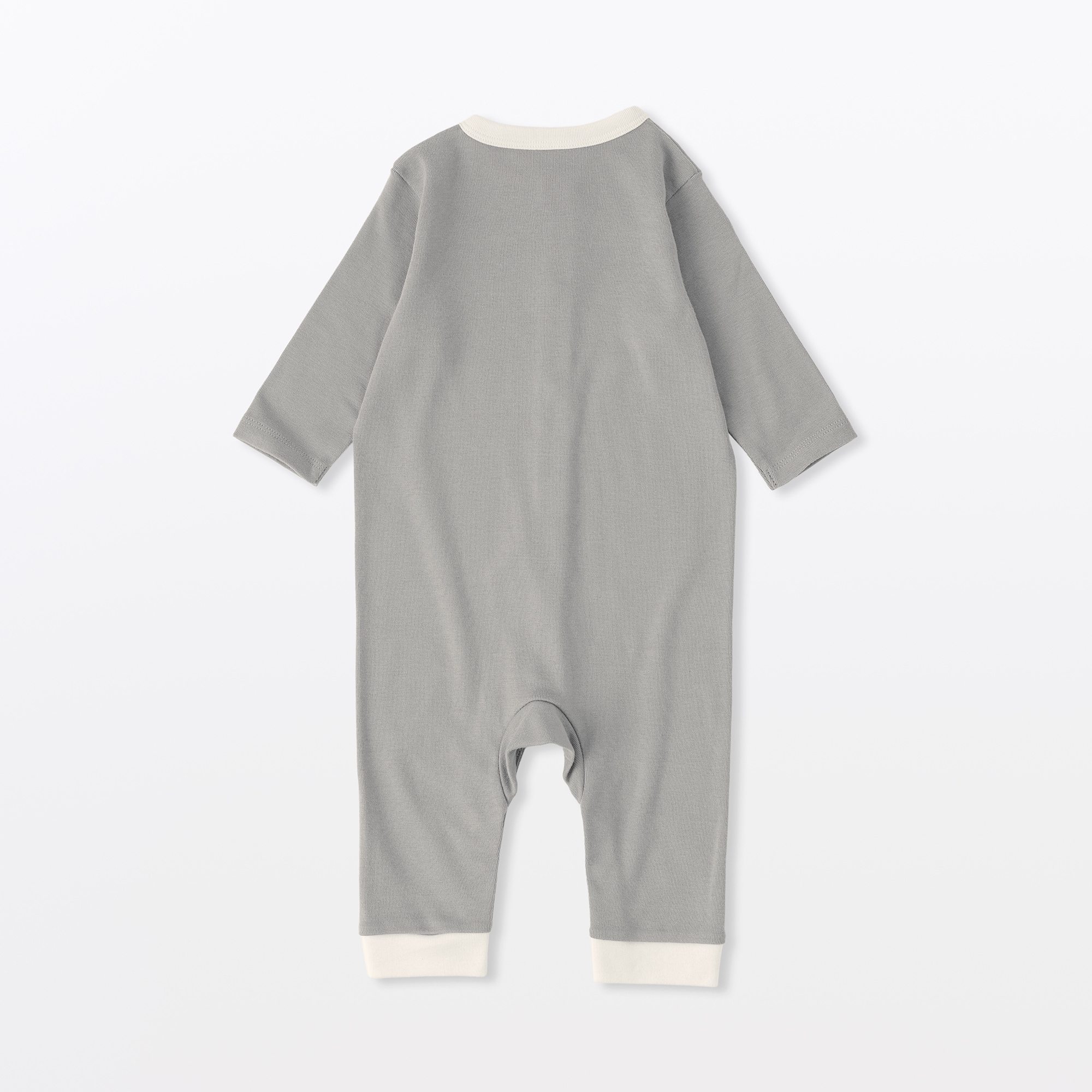 ベビー　脇に縫い目のないフライス編み長袖カバーオール
