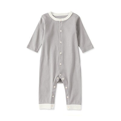 ベビー　脇に縫い目のないフライス編み長袖カバーオール