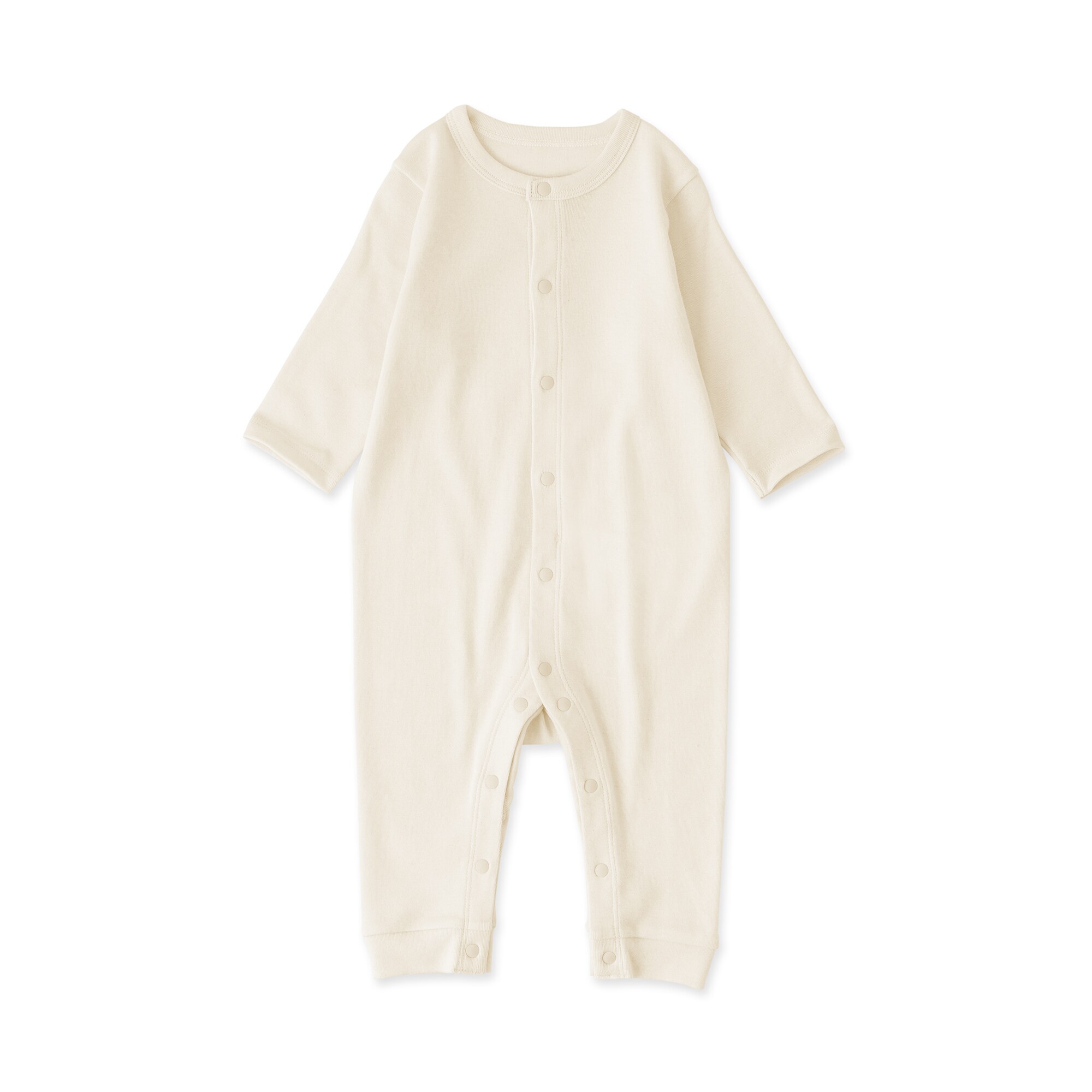 ベビー　脇に縫い目のないフライス編み長袖カバーオール