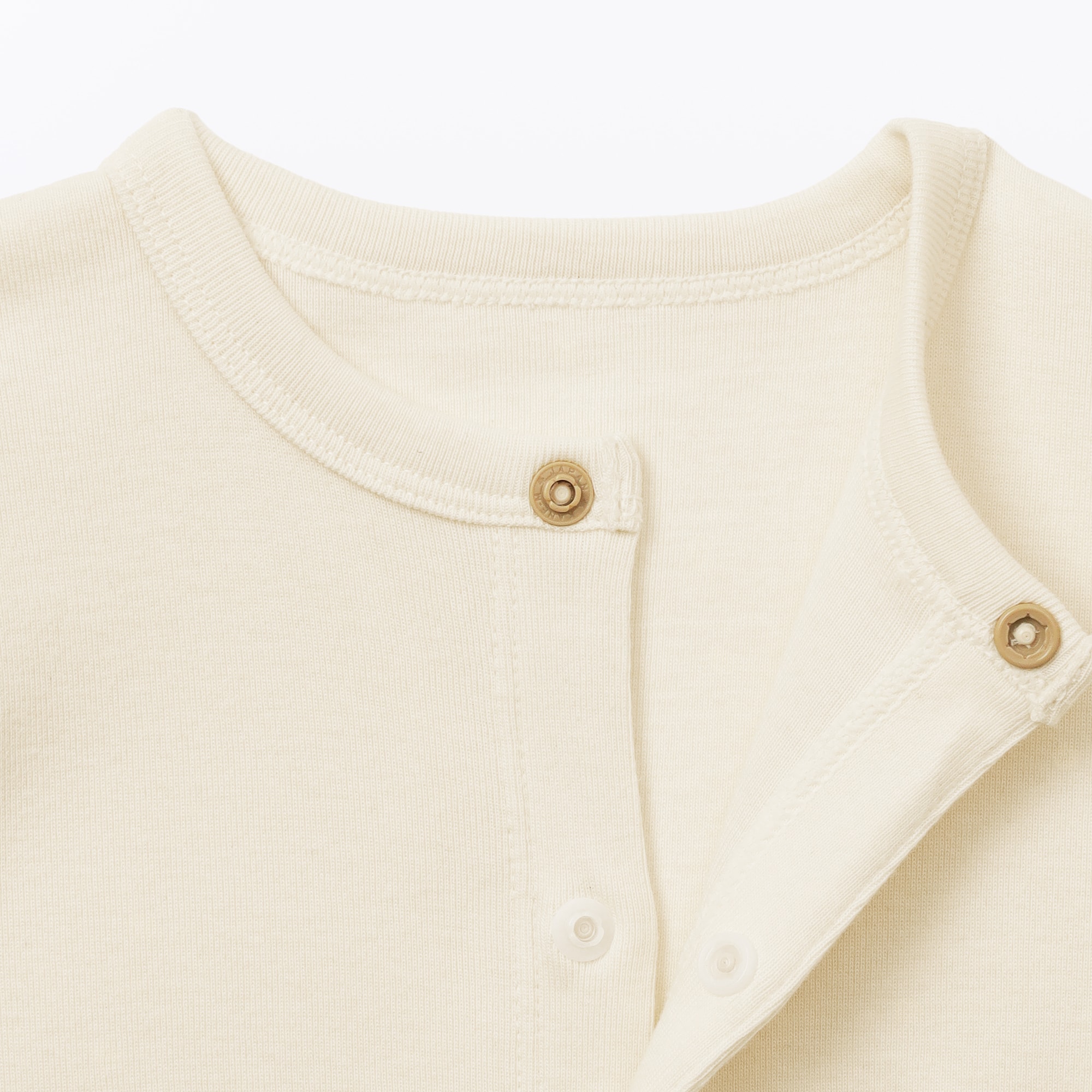 ベビー　脇に縫い目のないフライス編み長袖カバーオール