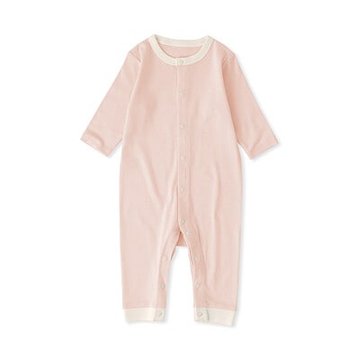 ベビー　脇に縫い目のないフライス編み長袖カバーオール