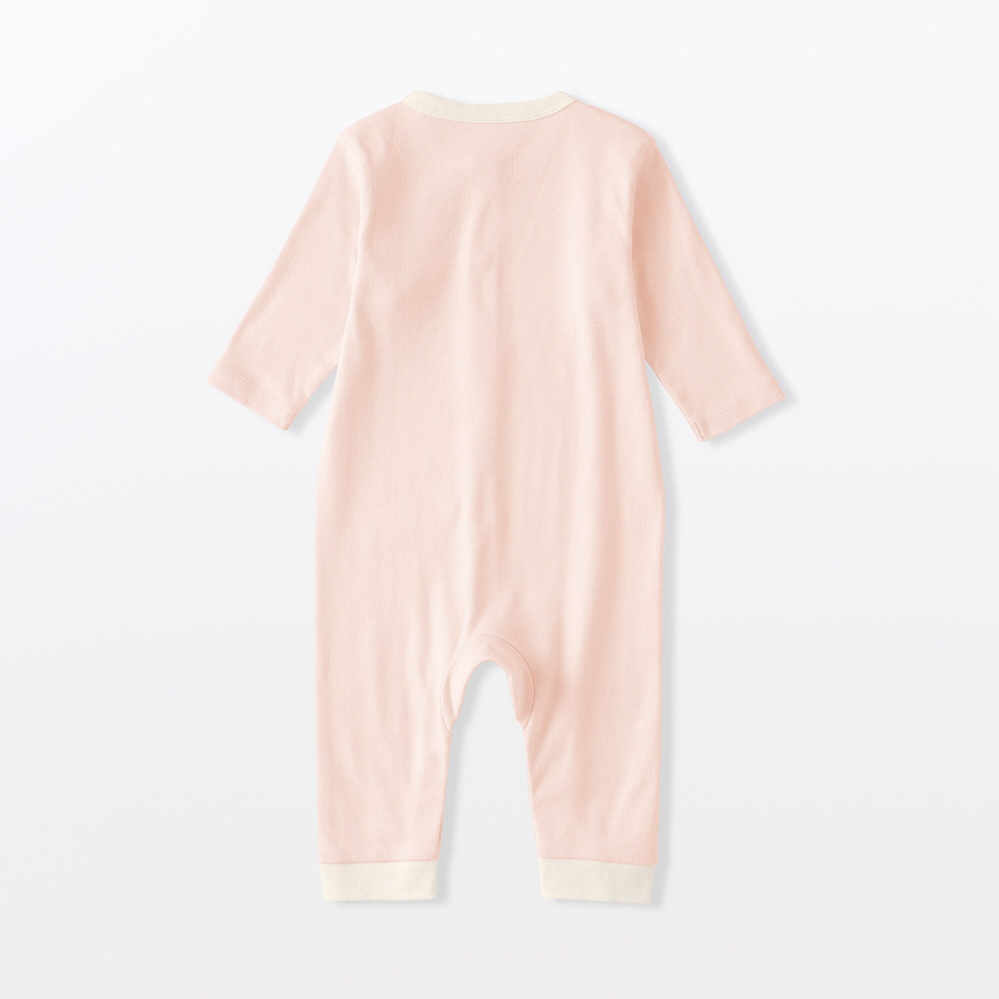 ベビー　脇に縫い目のないフライス編み長袖カバーオール