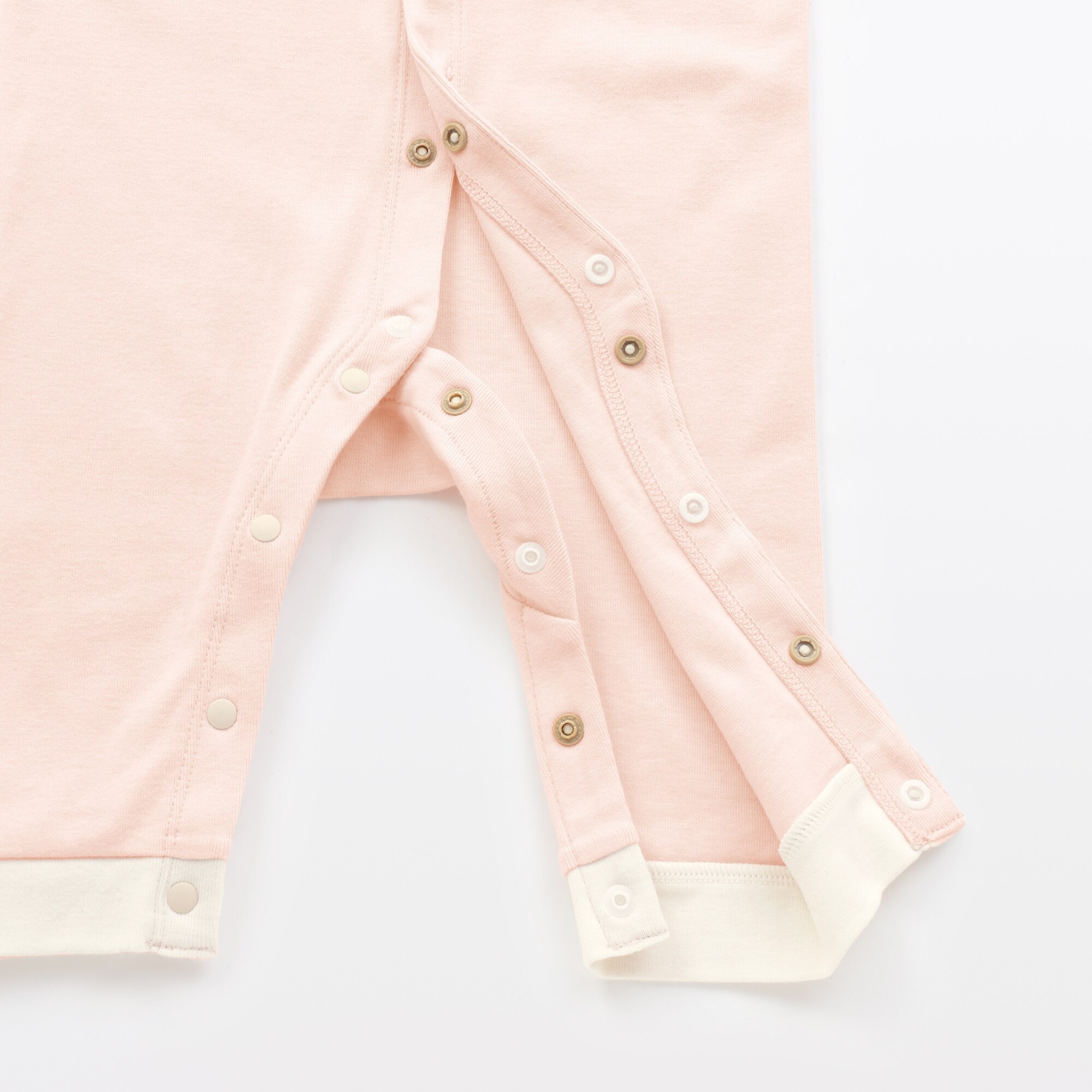 ベビー　脇に縫い目のないフライス編み長袖カバーオール