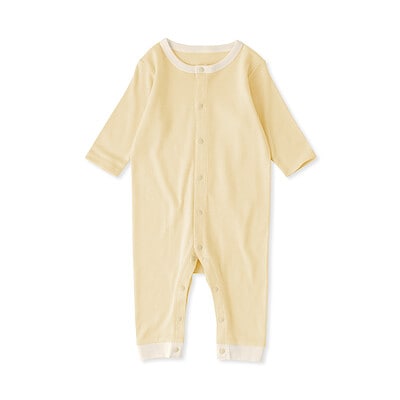 ベビー　脇に縫い目のないフライス編み長袖カバーオール