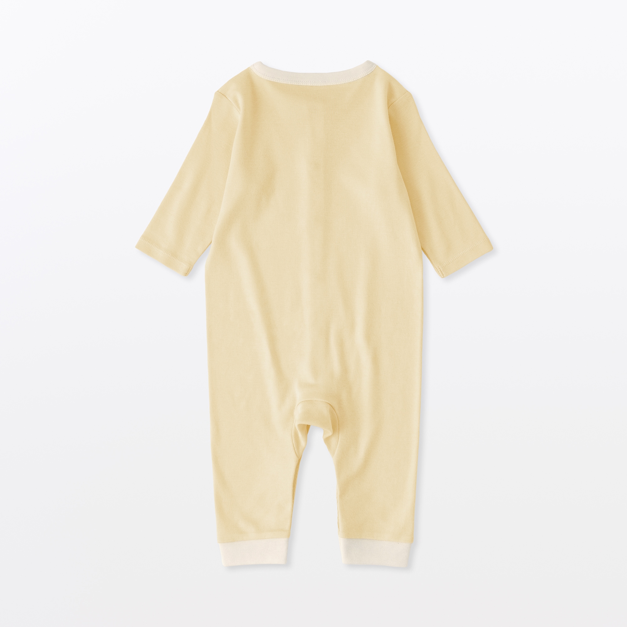 ベビー　脇に縫い目のないフライス編み長袖カバーオール