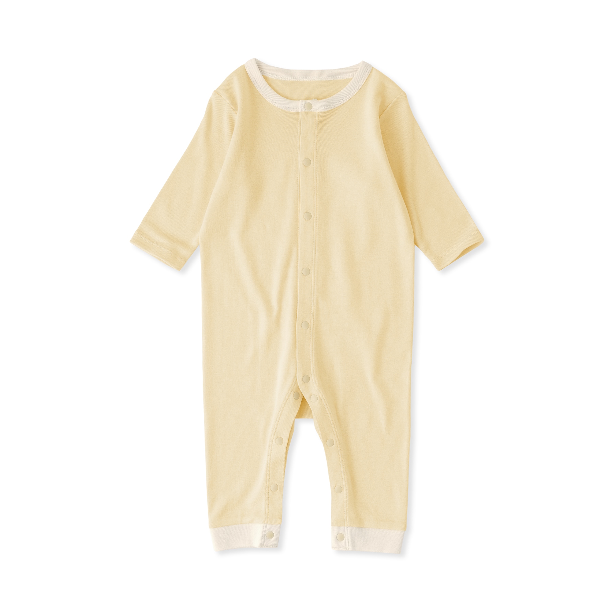 ベビー　脇に縫い目のないフライス編み長袖カバーオール