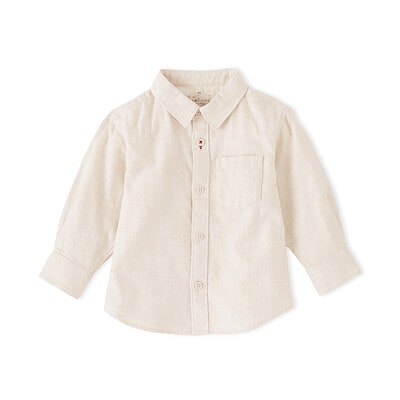 ベビー　両面起毛フランネルレギュラーカラー長袖シャツ