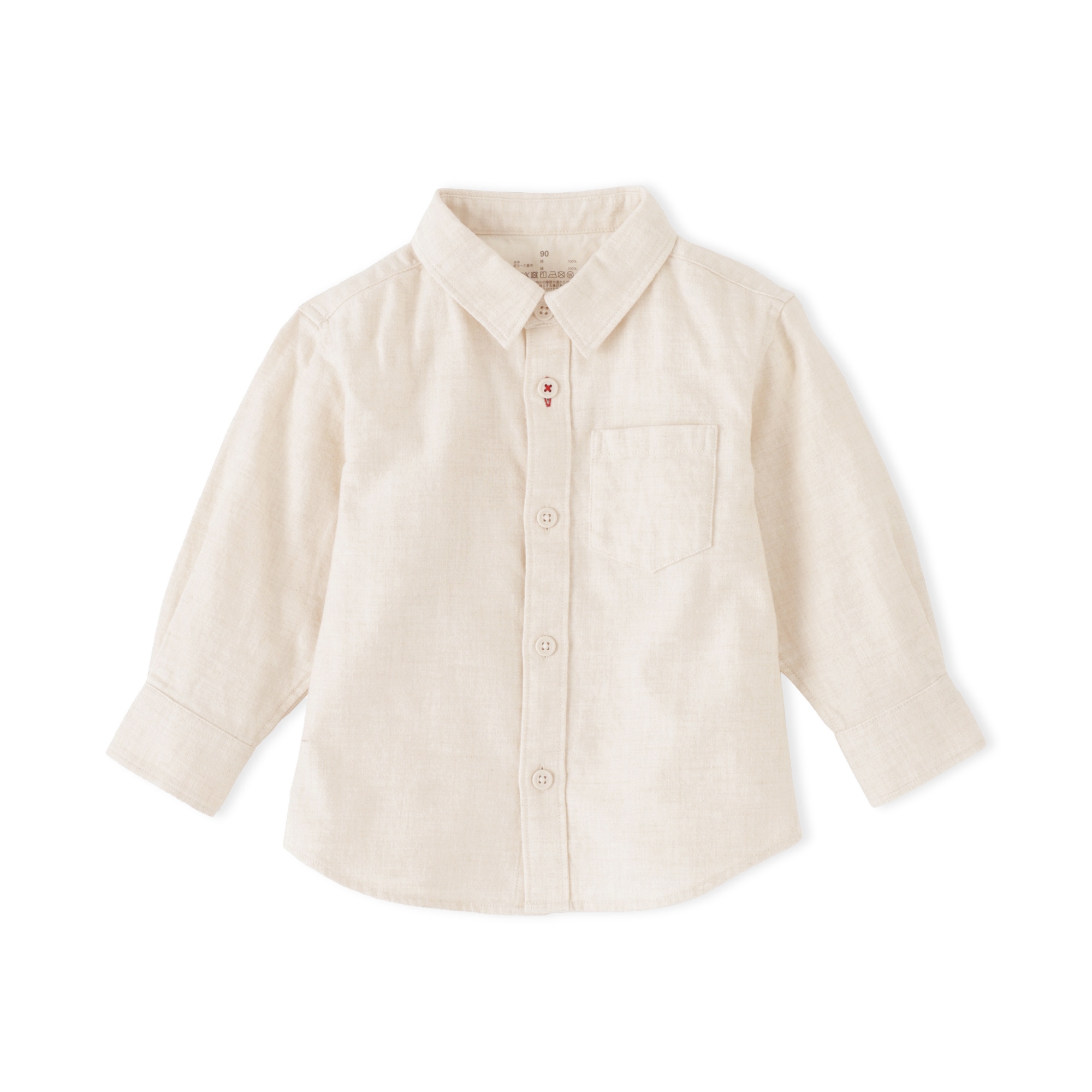 ベビー　両面起毛フランネルレギュラーカラー長袖シャツ