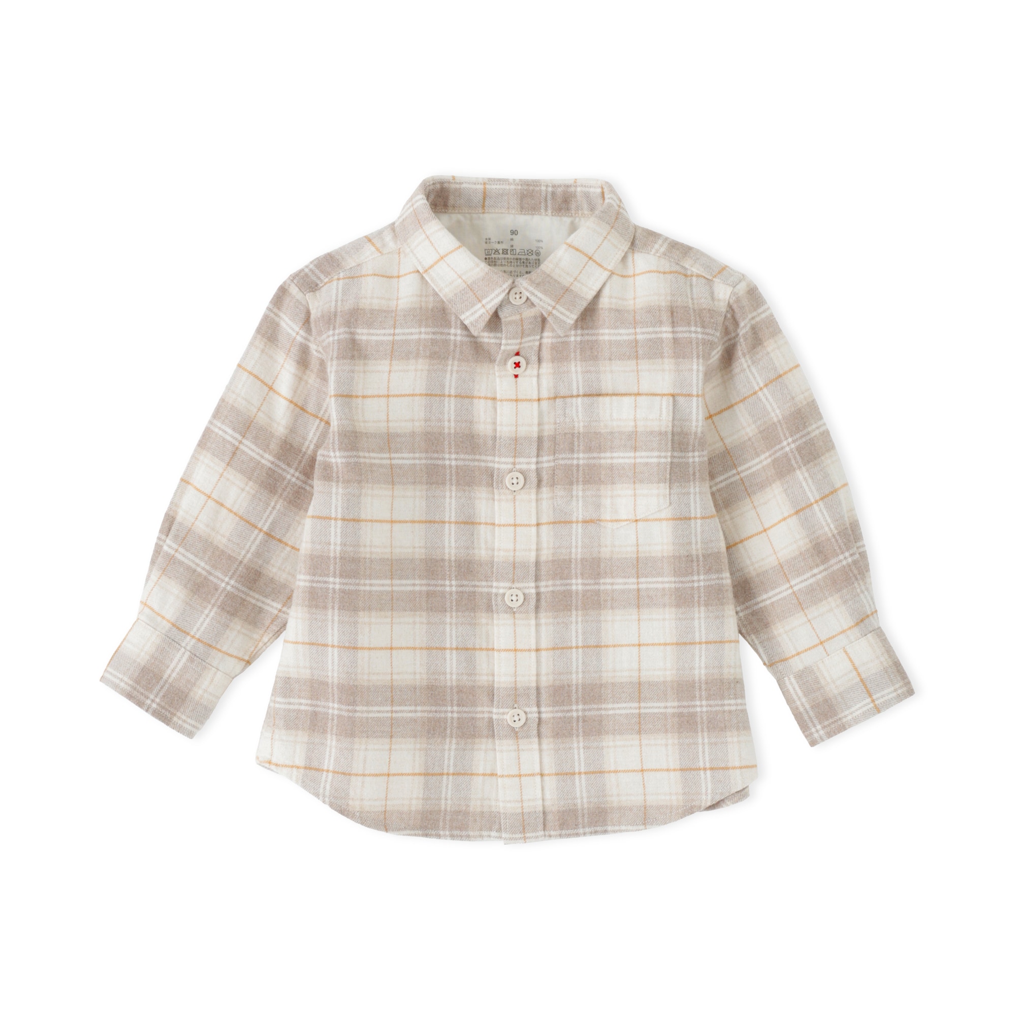 ベビー　両面起毛フランネルレギュラーカラー長袖シャツ