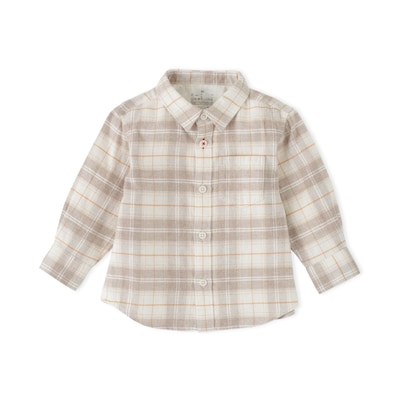 ベビー　両面起毛フランネルレギュラーカラー長袖シャツ