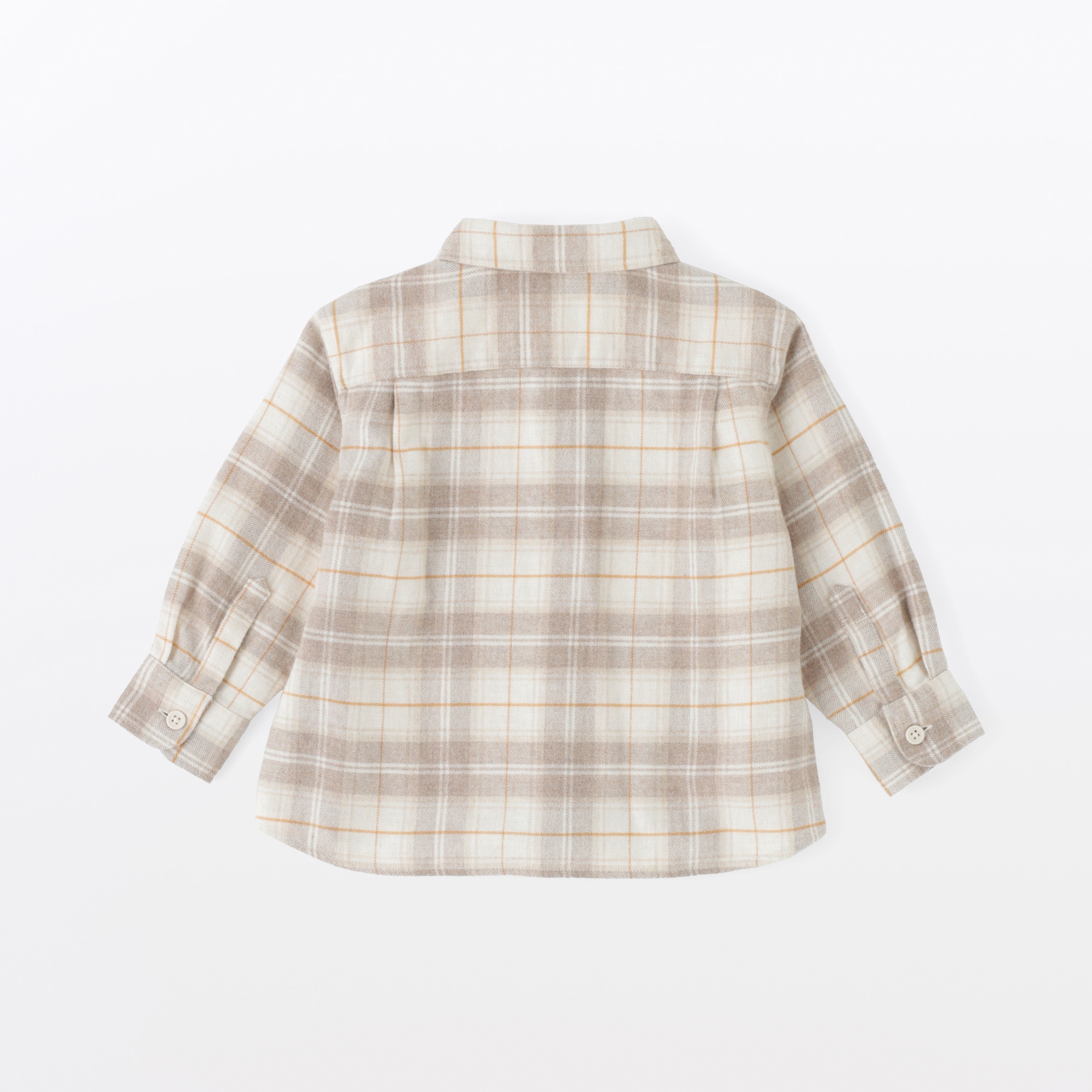 ベビー　両面起毛フランネルレギュラーカラー長袖シャツ