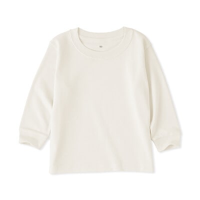 ベビー　あたまするっと　両面起毛クルーネック長袖Ｔシャツ