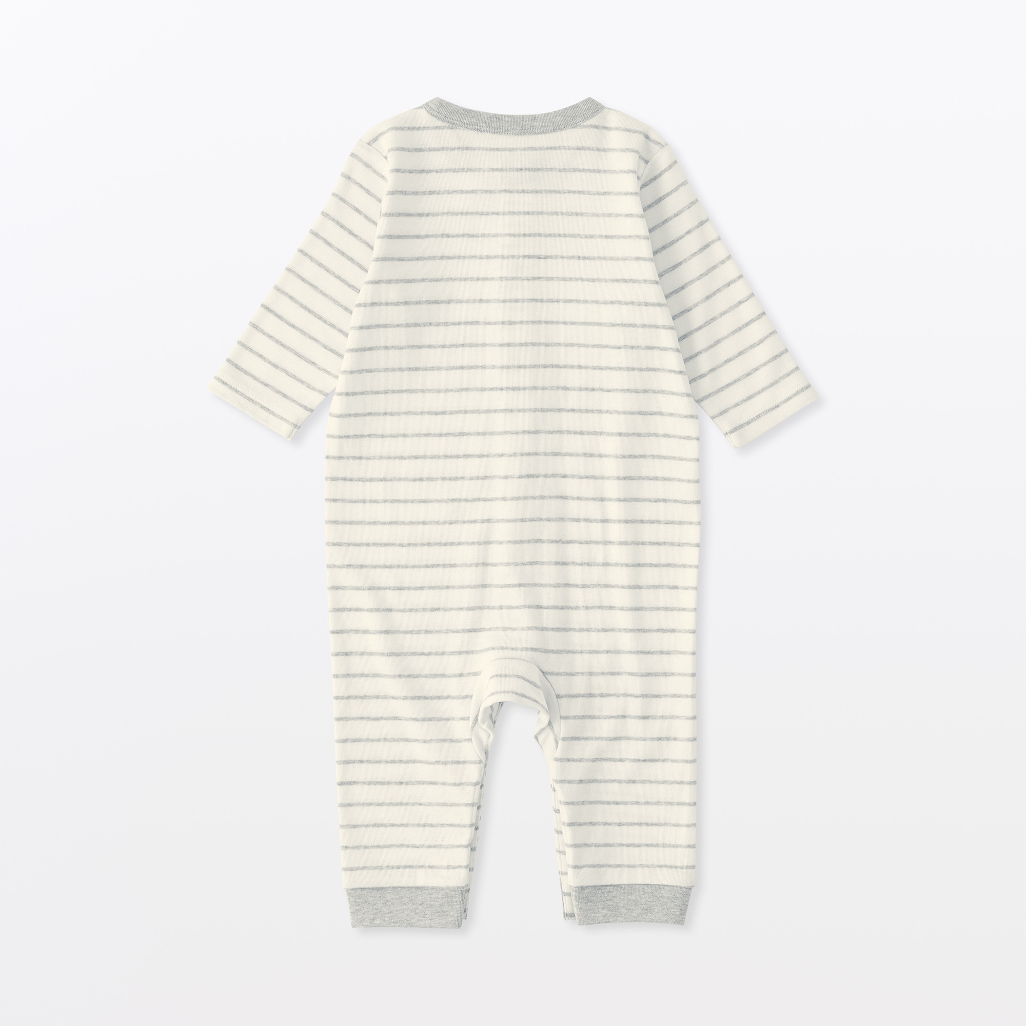 ベビー　脇に縫い目のない起毛フライス編み長袖カバーオール