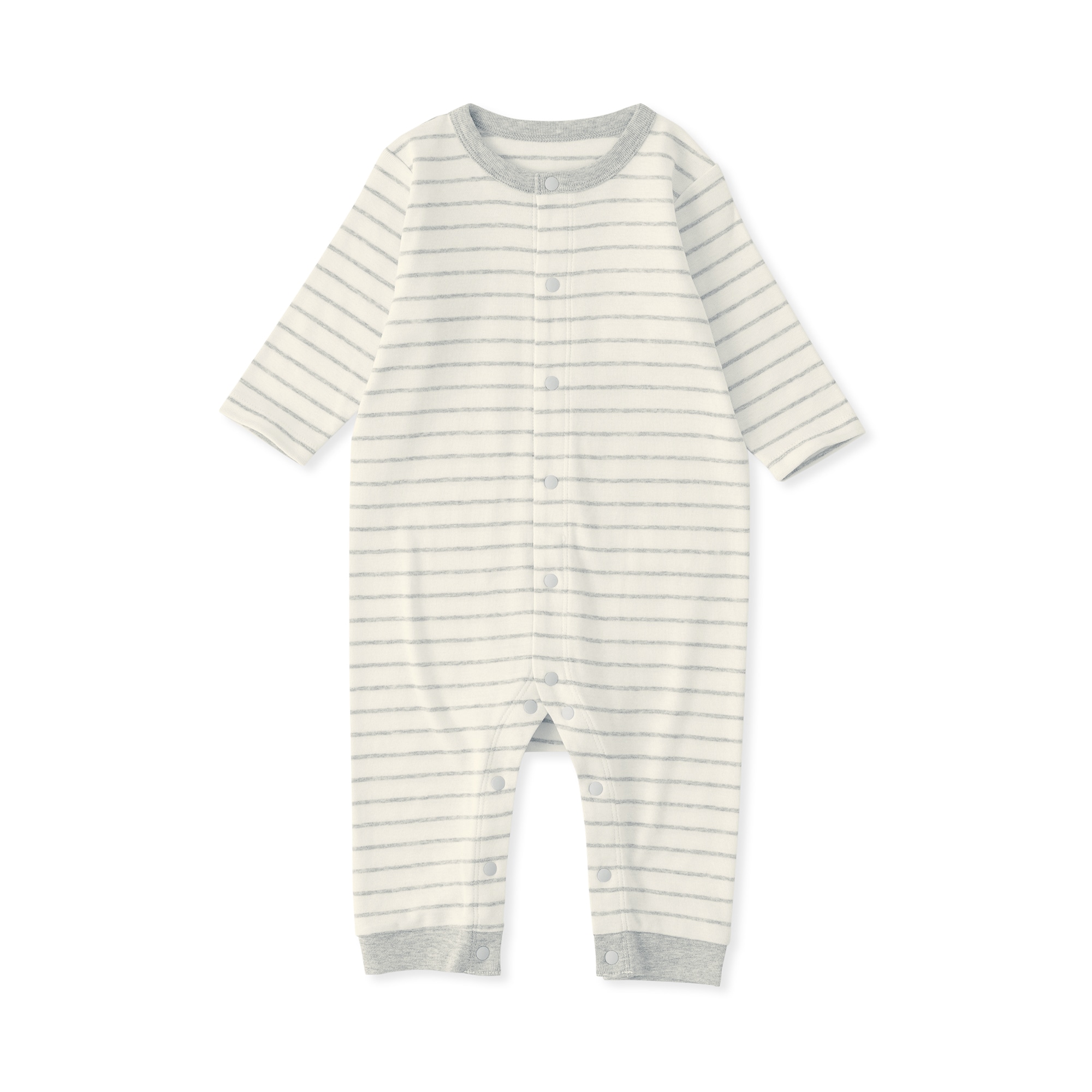 ベビー　脇に縫い目のない起毛フライス編み長袖カバーオール