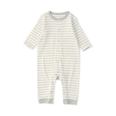 ベビー　脇に縫い目のない起毛フライス編み長袖カバーオール