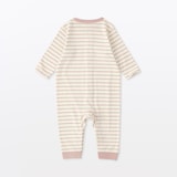 ベビー　脇に縫い目のない起毛フライス編み長袖カバーオール