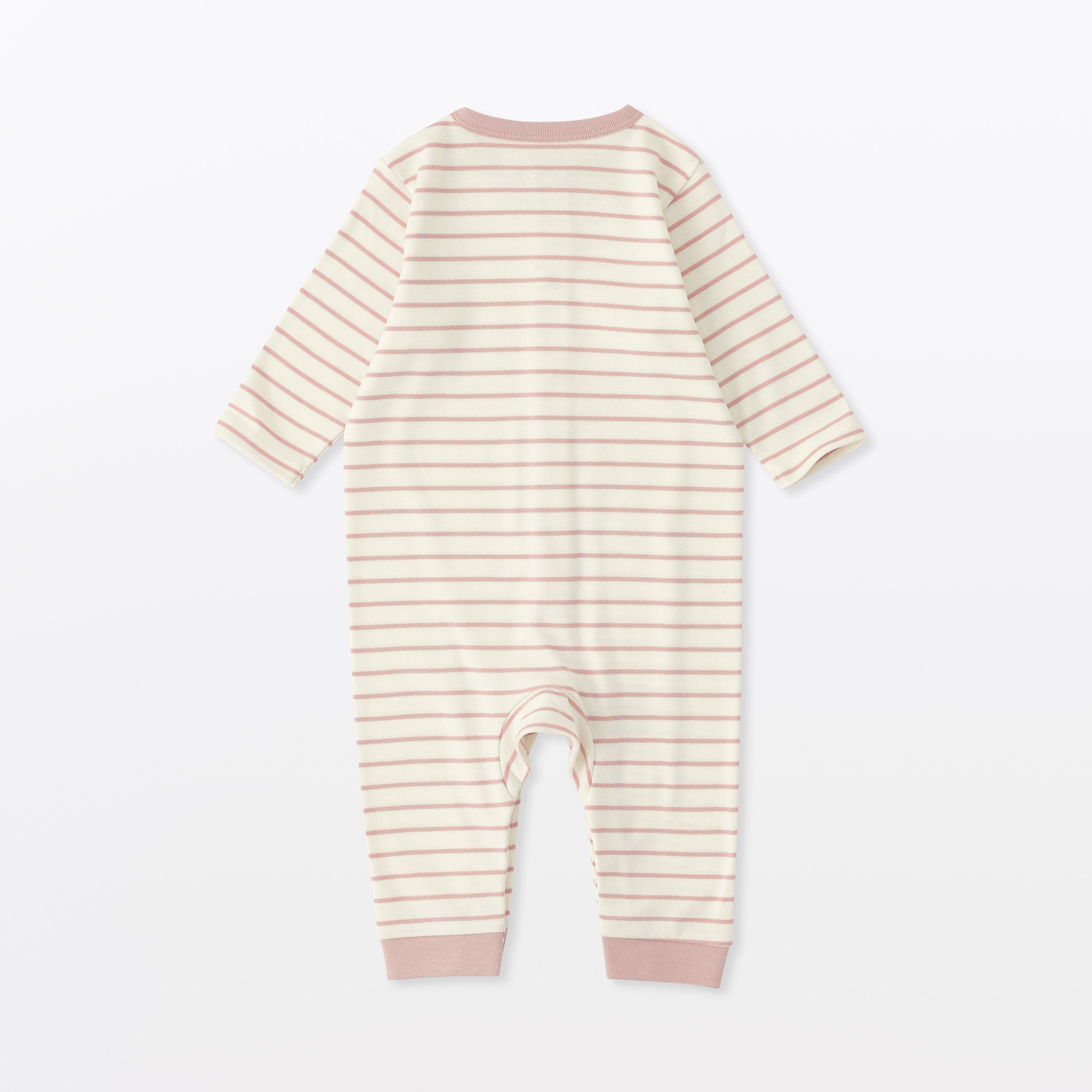 ベビー　脇に縫い目のない起毛フライス編み長袖カバーオール