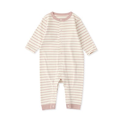 ベビー　脇に縫い目のない起毛フライス編み長袖カバーオール