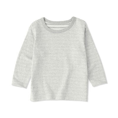 ベビー　あたまするっと　接結編みクルーネック長袖Ｔシャツ