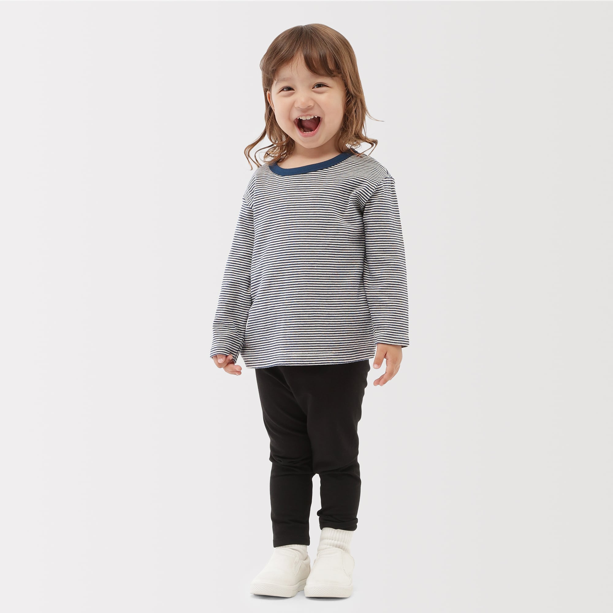 ベビー　あたまするっと　接結編みクルーネック長袖Ｔシャツ