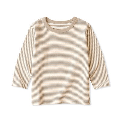 ベビー　あたまするっと　接結編みクルーネック長袖Ｔシャツ